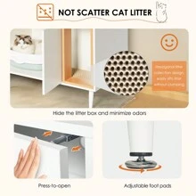 Bathroom Sink Cabinet With Cat Litter Box Enclosure, Hidden Litter Pet Washroom With Divider, Indoor Cat House For Large Cats, Wooden Cabinet Furniture, White - White - View 4