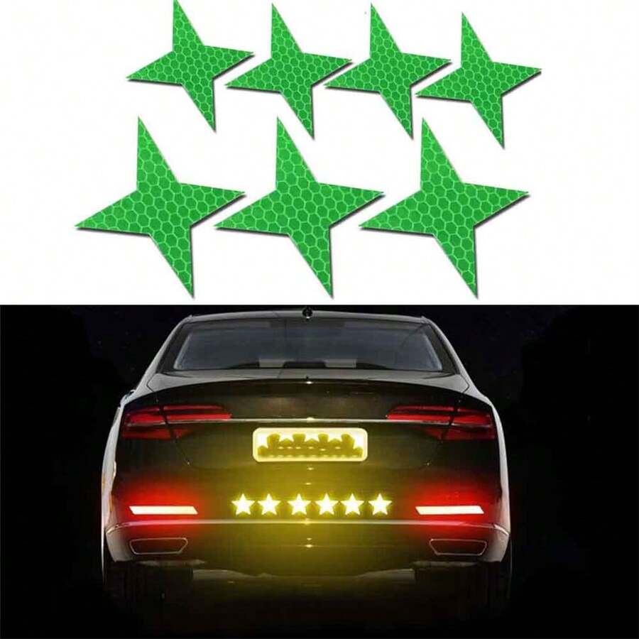 muchkey 20x Reflective Reflector Sticker Self Adhesive Safety Warning Conspicuity Tape For Car Truck Motorcycle Trailer Mailbox Outdoor Four-Pointed Star Shape - 綠色 - 查看 1