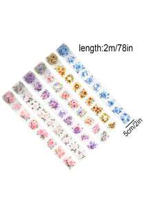 1 Roll/6 Rolls, Butterfly Flower Pattern Stickers, Personalized PET Waterproof Stickers-DIY Handbook Flower Landscaping Lace Sticker Rolls, 2 Meters/78 Inches Per Roll, Decorative Stickers For Back-To-School School School Stationery And Gift Wrapping,School Supplies,Back To School - Multicolor - View 4