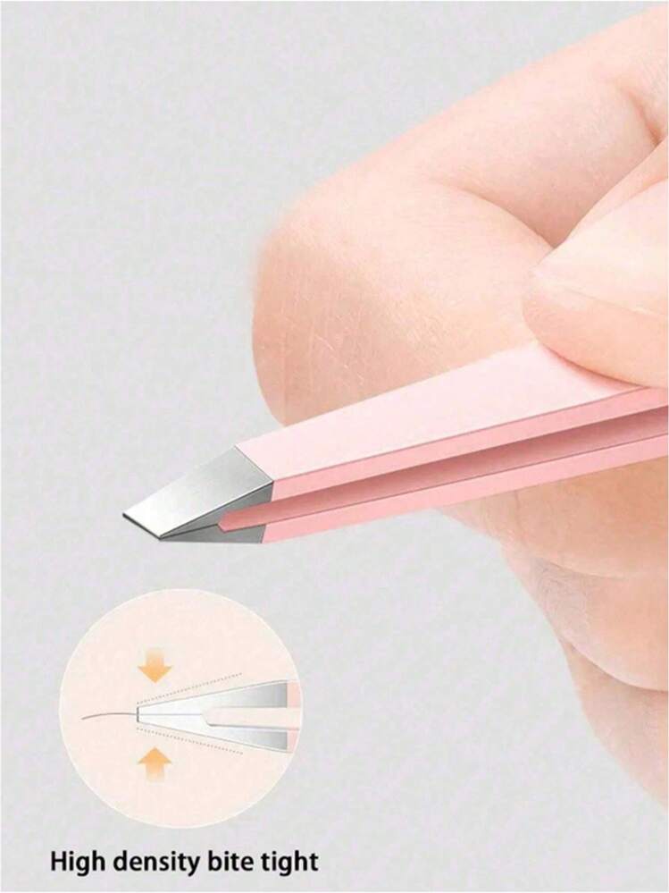 4 piezas de pinzas para cejas de acero inoxidable - Pinzas profesionales para eliminación de vello - Punta no plana, angulada, ideal para el vello facial y encarnado, pinzas precisas para el cuidado de cejas - Acero inoxidable, fácil conformación y eliminación, productos y accesorios para el cabello para salón de belleza, artículos esenciales de viaje - Rosa - Añade 6