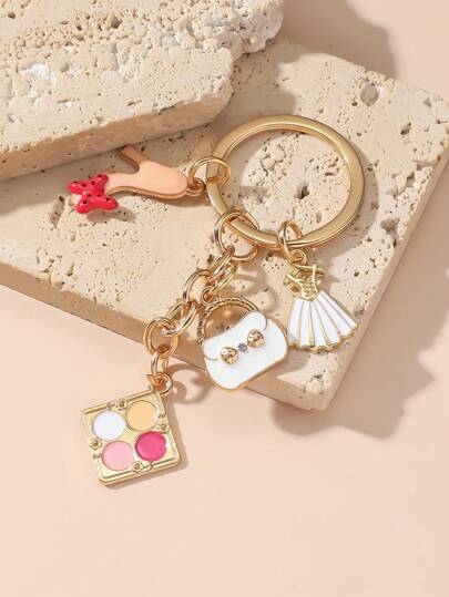 1pc Women Alloy Fashion High Heel Shoe, Purse Keychain, Eyeshadow Palette, Dress Pendant, Elegant Gift Accessories Keychain Charms