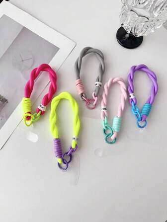 1 pieza Correa de muñeca estilosa de cadena trenzada de dos colores, de nailon, compatible con iPhone11, 12, 13, 14, 15 Pro Max y , regalo para madre, familia, amigos, cumpleaños, feriados, accesorio para teléfono