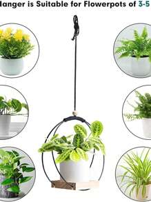 1pc Bohemian Hanging Basket Tassel Circular Hanging Plant Bracket Aerial Green Plant Flower Rack Metal Plant
