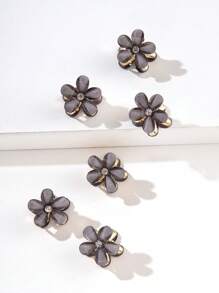 6pcs Pink Crystal-Like Flower Shaped Hair Clip For Women, Side Clip Bangs Hairgrip Hairpins Hair Accessories Boho Valentine's Day Valentines Hair Claws Claw Clips Hair Clips Hair Jaw Clip Hair Clamps Hair Clutch Hair Catcher Clip