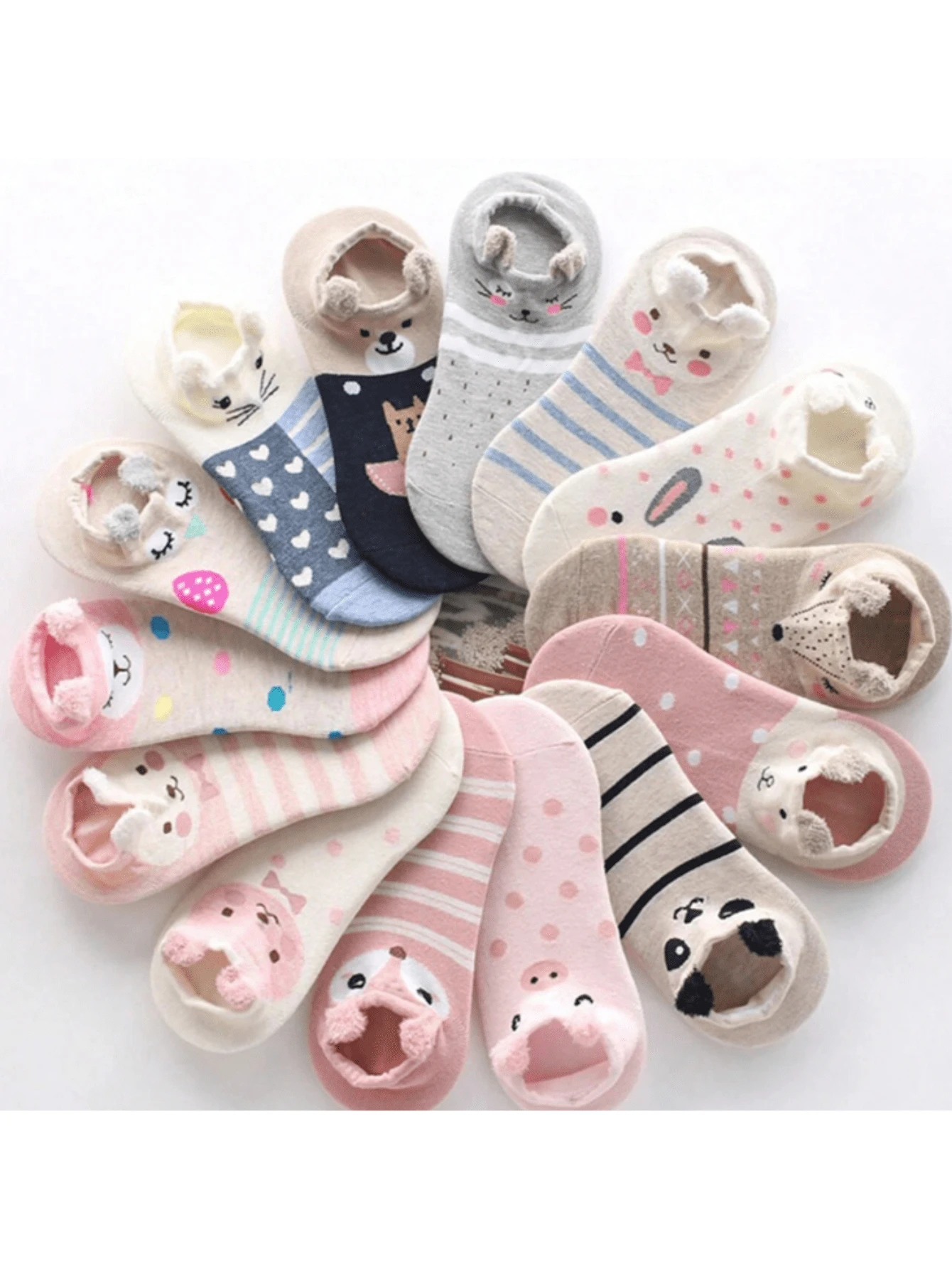 KIT 3 Bichinhos Comfort Sneaker Socks For Women Adult - Nhiều màu - Xem 1
