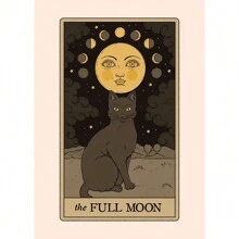 1 件复古月亮皇后太阳猫塔罗牌海报帆布画墙壁艺术图片家居入口酒吧咖啡厅装饰无框 - 彩色 - 查看 18