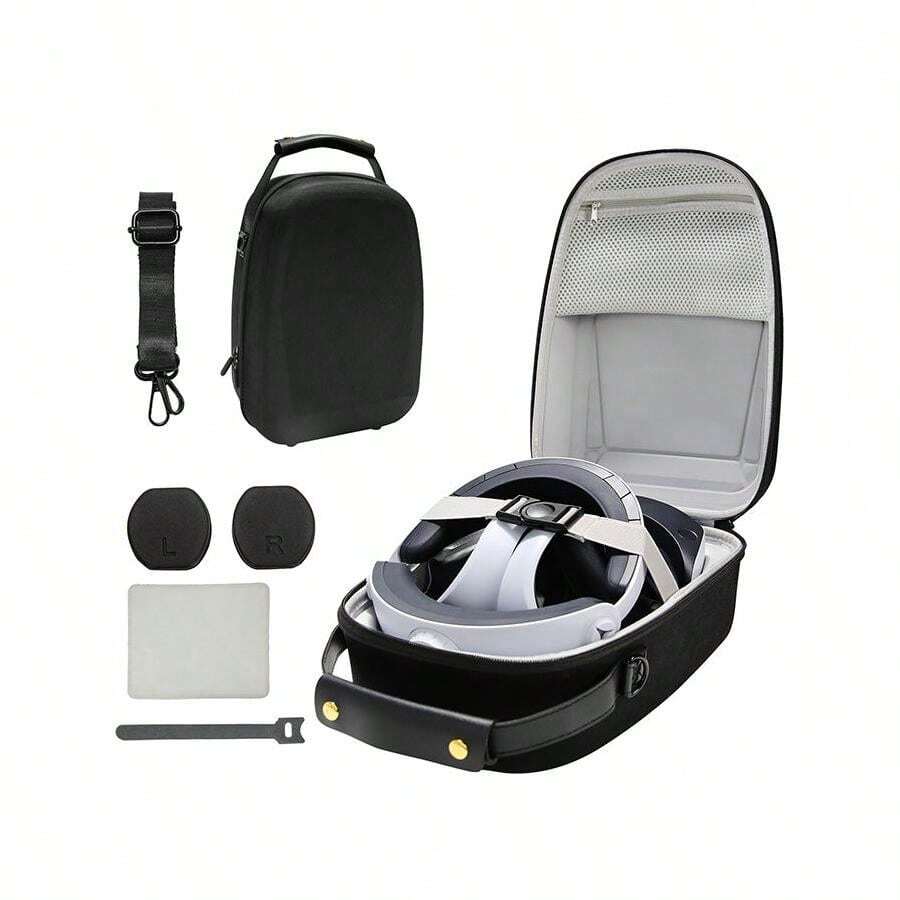 VR2 Hard Shell Carrying Case, Playstation VR2 Travel Storage Bag With Shoulder Strap, Fits PSVR2 Headset &Sense Controller Accessories, Gift For Lens Protector|Lens Cloth|Cable Management Strap
