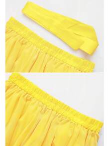 1pc Women Solid Color Long Midi-Length 65cm Knee-Length A-Line Layered Tulle Skirt, Versatile For Party, Dance, Everyday Fall Clothes For Women