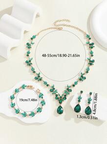 1 dây chuyền + 1 đôi bông tai + 1 vòng tay Bộ trang sức cô dâu đính đá Rhinestone sang trọng thời trang - Nhiều màu - Xem 3