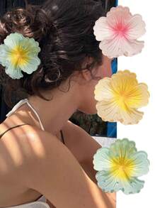 1pc Round Colorful Flower Claw Clip Hair Accessory, Ideal For Summer Vacation And Travel Accessories - Multicolor - View 3