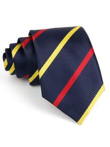 1 条优雅舒适男士涤纶领带，蓝色和粉色条纹图案领带，适合办公室、通勤、商务、周年纪念、晚会、婚礼、送给丈夫的礼物 - 彩色 - 查看 15