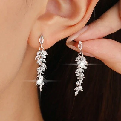 jealous young 1 Pair Luxury CZ Women Party Earrings With Shinning Marqusie Cubic Zirconia Wedding Earrings Jewelry