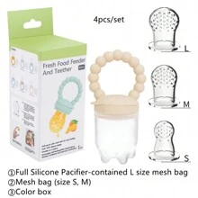 4pcs Silicone Fruit & Vegetable Feeder For Babies - Easy To Use Food Supplement Pacifier With Handle - Ideal Gift For Christmas, Halloween, And Thanksgiving Day