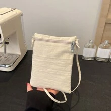 1pc Plain Color Diagonal Crossbody Phone Pouch & Coin Minimalist Korean Style Small Sling Bag Multi-Purpose Key Holder Baby Pink For Women Wallet Purse Wallet - Multicolor - View 10