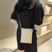 1pc Plain Color Diagonal Crossbody Phone Pouch & Coin Minimalist Korean Style Small Sling Bag Multi-Purpose Key Holder Baby Pink For Women Wallet Purse Wallet - Multicolor - View 6