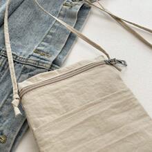 1pc Plain Color Diagonal Crossbody Phone Pouch & Coin Minimalist Korean Style Small Sling Bag Multi-Purpose Key Holder Baby Pink For Women Wallet Purse Wallet - Multicolor - View 8