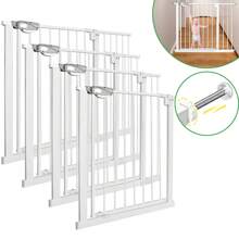 VA-Cerulean Door Gate Without Drilling, White / Black, Widths 75-85cm / 85-95 Cm / 95-105 Cm / 105-115 Cm, Self-Closing, Pet Stair Gate, Stair Gate, Door Gate, One-Handed Opening Metal Gate - 白色 - 查看 9