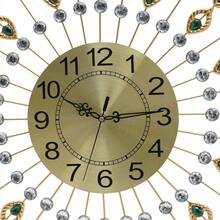 ZhdnBhnos LINSIE 26.4-Inches Wall Clock Gold Blue Peacock Feather Modern Metal Silent Clock Large Wall Decoration Clock For Office Hotel Bar Living Room Bedroom Home Decor 26.4'' Modern 3D Large Wall Clock Metal Watch Art Design Home Living Room Decor The Best Gift/Present For Family&Friends Happy