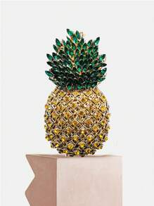 Glitter Bling,Shiny Glamorous,Elegant,Exquisite Mini Metal Pineapple Crystal Evening Bags And Clutches For Women,Luxury Formal Dinner Purses Party Rhinestones Handbags,Fruit Shaped Metal Chain Mini Clutches For Party&Prom Events,Best Gifts - Multicolor - View 1