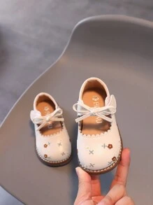 1pair Toddler Girls Shoes, New Bow Patchwork Cute Infant Baby Princess Sneakers, Lightweight & Soft Bottom, Suitable For Crawling, Spring & Autumn