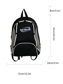 1pc Black Nylon Casual Schoolbag, Large Capacity Foldable Drawstring Zipper Backpack, Suitable For Teenagers, Middle School, High School And College Students, Graduates, Daily Classes, Training, Women, Commuting, Shopping, Travel And Vacation, Back To School And Graduation Gifts