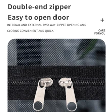 U型拉链防猫狗网纱窗,自粘密封窗户蚊帐,安装简便 - 黑色 - 查看 6