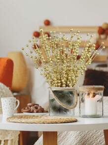 MEHELANY 100/50/10Pcs Christmas Berry Artificial Branches Christmas Tree Ornaments Fake Christmas Decorations For Home Glitter Sticks Fireplace Holiday Christmas Decorations DIY Decorations Home Table Wedding Bouquet, Garland, Wreath, Craft Accessories