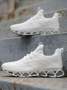Mens Slip On Running Walking Shoes Blade Tennis Casual Fashion Sneakers Comfort Non Slip Work Sport Athletic Trainer White - 白色 - 查看 4