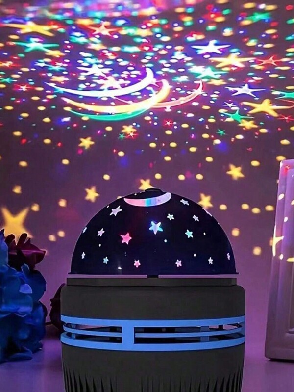 1pc Colorful Starry Sky Projection Lamp, Rotating Magic Ball Led Night Light With Rgb Moon & Galaxy Projection For Bedroom Decoration