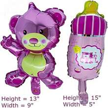 5 件迷你尺寸 Bab-Bo 牛奶瓶汽车铝箔气球粉色迷你尺寸 Bab-Y-G-Irl 气球生日派对装饰气球 It's A Gil BB 淋浴装饰（不能漂浮） - 粉色 - 查看 4