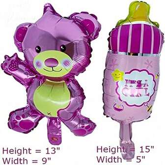 5 st. mini-Bab-Bo mjölkflaskbilfolieballong rosa mini-Bab-Y-G-Irl luftballong födelsedagsfestdekoration luftballong It's A Gil dekorationer för BB-dusch (kan inte flyta)