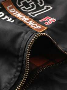 LEDUNTINO Men's New Fashion Tiger Embroidery Bomber Jacket With Zipper And Multiple Pockets, Lightweight Casual Jacket Suitable For Spring And Autumn Outdoor Activities - Black - View 6