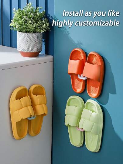 1pc/2pcs/4pcs/6pcs U-Shaped Slipper Wall Mounted Shoe Rack