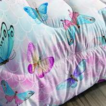 3Pcs Rainbow Butterfly Comforter Set For Girls Kids Adults Mermaid Scales Pattern Bedding Set Aesthetics Butterflies Quilt Bed Set With 1 Comforter And 2 Pillowcases (No Pillow Core) - Butterfly 1 - View 5