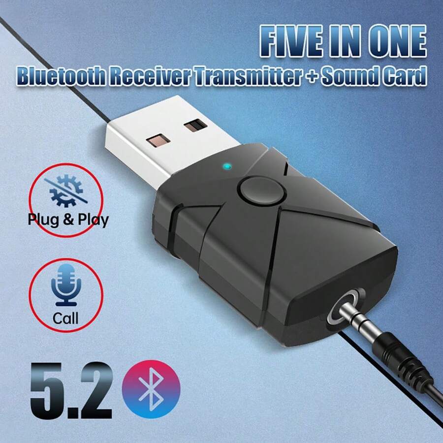 Receptor/transmisor Bluetooth 5.2 5 en 1 OLAF - Negro - Ver 1