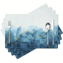 Bộ 4/6 tấm lót bàn ăn nghệ thuật trừu tượng hiện đại, phong cách mùa hè, màu trà, vân gỗ mộc mạc, tranh sơn dầu phối màu tương phản, bảo vệ mặt bàn, thích hợp cho nhà bếp, phòng ăn, đám cưới, trang trí ngày lễ, trang trí phòng, trang trí không gian, kích thước 18*12 inch/45*30 cm - Nhiều màu - Xem 15