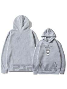 First I Need Coffee Sweatshirt 100% Cotton Unisex - Fast Shipping - 灰色 - 查看 2