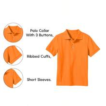10-Pack School Uniform Tagless Polo Shirts For Boys - 橘色 - 查看 6