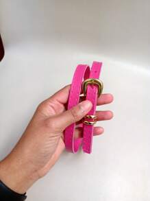 Thin Women's Belt Width 1CM - 玫紅色 - 查看 3