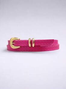 Thin Women's Belt Width 1CM - 玫紅色 - 查看 1
