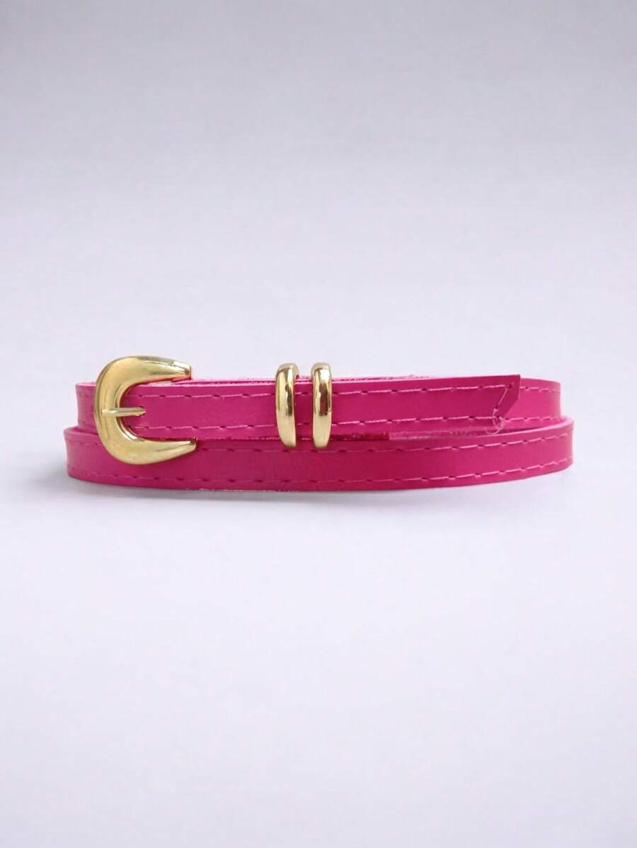Thin Women's Belt Width 1CM - 玫紅色 - 查看 1