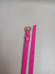 Thin Women's Belt Width 1CM - 玫紅色 - 查看 6