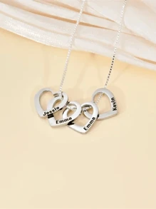 Colier personalizat cu nume pentru femei, din oțel inoxidabil, sculptat în formă de inimă, 1-8 buc, colier cu pandantiv pentru nume, bijuterii de familie, cu 3 tipuri de lanțuri din care să alegeți, choker, cadou pentru prietenă, ziua de naștere, aniversare, Ziua de naștere, Ziua de Zi a Îndrăgostiților, argintiu, elegant, colorat, vintage, simplu, unisex, casual, drăguț, personalizat, unic, cadouri ideale pentru el, cadouri ideale pentru ea, iubit, prietenă, tată, mamă, familie, prieteni, pentru aniversări, pentru zile de naștere, pentru absolvire, pentru bal, pentru petrecere, sezonul balurilor de absolvire.