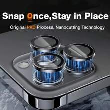 3pcs Ultra-Clear Tempered Glass Camera Lens Protector Film - Compatible With 17, 17 Pro, 17 Pro Max, 17 Air/16, 15 Pro Max, 14 Plus, 13, 12, 11, 15 Pro, 15 Plus, 14 Pro - Perfect Fit, Scratch-Resistant, Durable, Black - Black - View 2