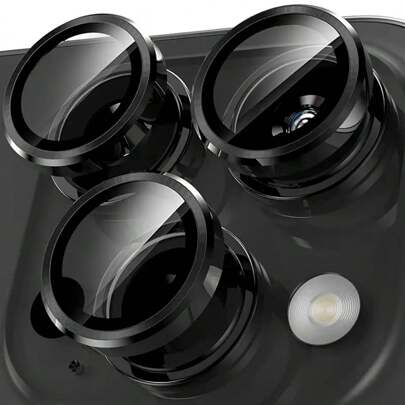 3 pièces Film protecteur d'objectif en verre trempé ultra-clair - Compatible avec 17, 17 Pro, 17 Pro Max, 17 Air/16, 15 Pro Max, 14 Plus, 13, 12, 11, 15 Pro, 15 Plus, 14 Pro - Ajustement parfait, résistant aux rayures, durable, noir