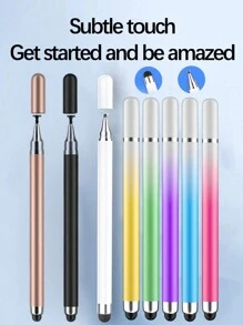 1pc Double-Headed Round Silicone Capacitive Stylus Pen, Compatible With Video Editing, Drawing, Office Work, Photo Editing, Smartphones, Tablets, IPads And Laptops - Multicolor - View 1
