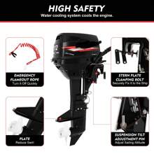 Heavy Duty 2 Stroke 12HP Outboard Motor Boat Engine Boat Parts CDI System 169CC - Black - View 6