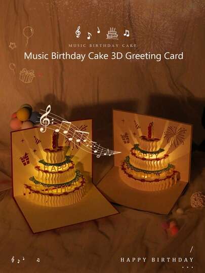 1 st 3D-papperstårta med musikhälsningskort, spelar automatiskt musik för en bra atmosfär. Tillbaka till skolan, Tillbaka till skolan, Skolmaterial