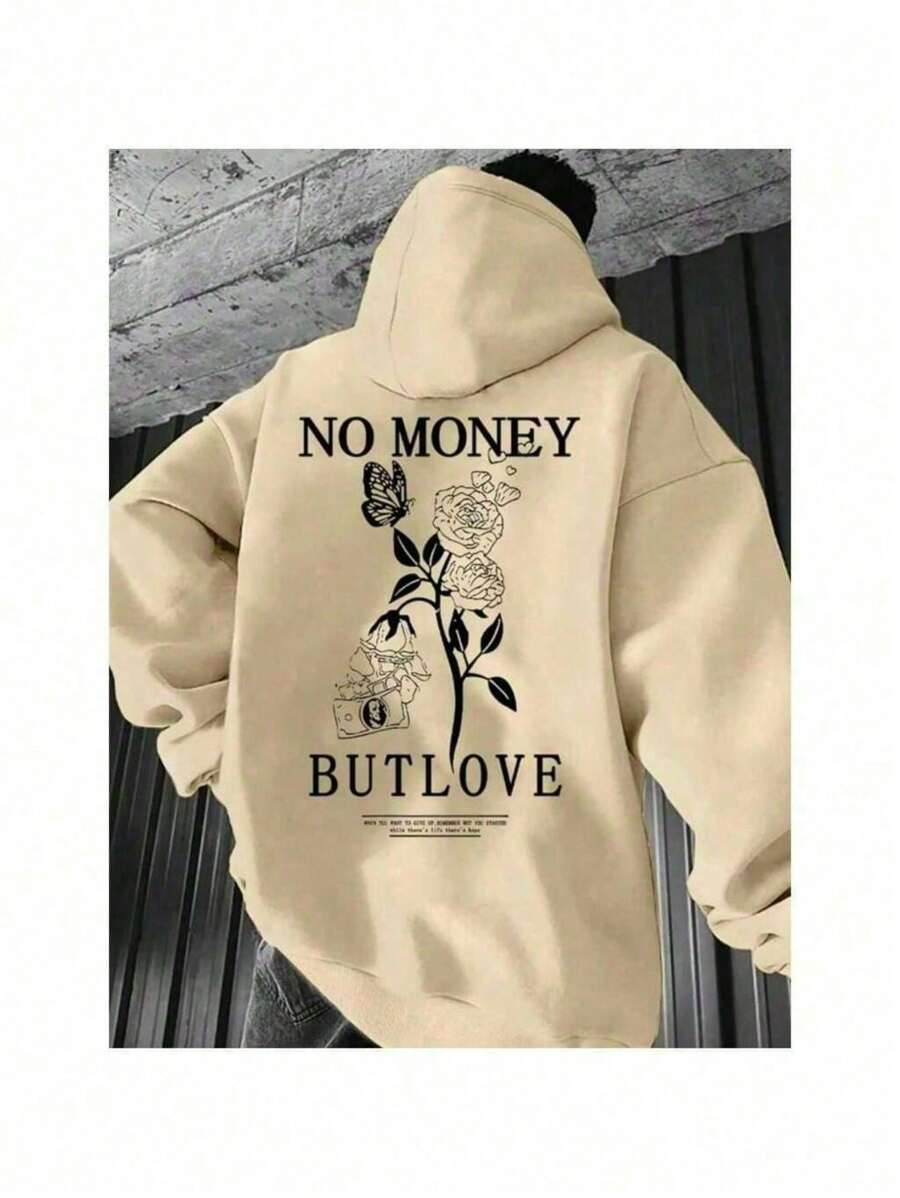 Unisex Kangaroo Flannel Sweatshirt Jacket Blouse With Money Print New Release Shipping Now - Beige - View 1