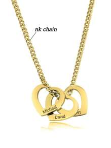 Women's Customized Name Necklace, Stainless Steel Heart-Shaped Engraved Name, 1-8pcs Name Pendant Necklace Set, Family Jewelry Necklace, 3 Chain Options, Necklace, Girlfriend Gift, Birthday Gift, Anniversary Gift, Valentine's Day Gift, Silver, Fashion, Colorful, Vintage, Minimalist, Unisex, Casual, Cute, Customizable, Personalized, Unique, Ideal Gift For Him, Ideal Gift For Her - Gold - View 10